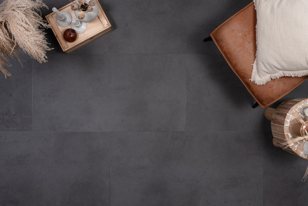 Tegel PVC - Betonlook Zwart