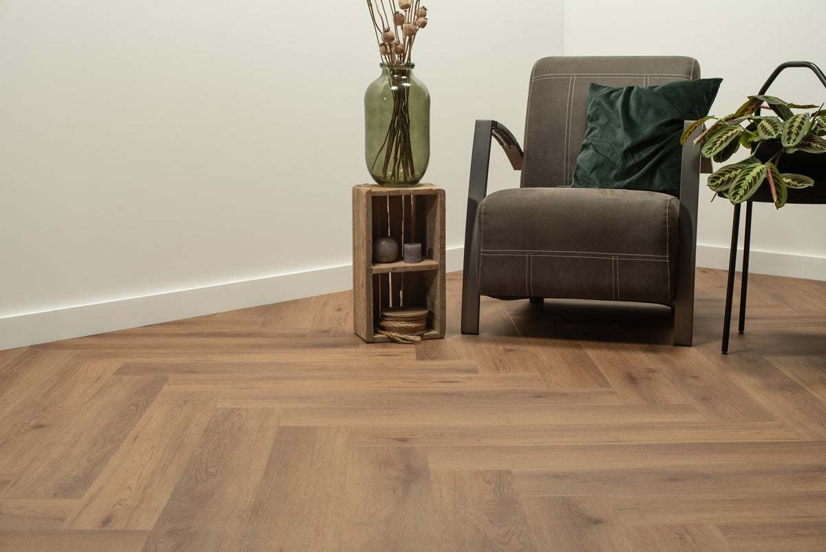 Walvisgraat PVC - Narwal Nootbruin