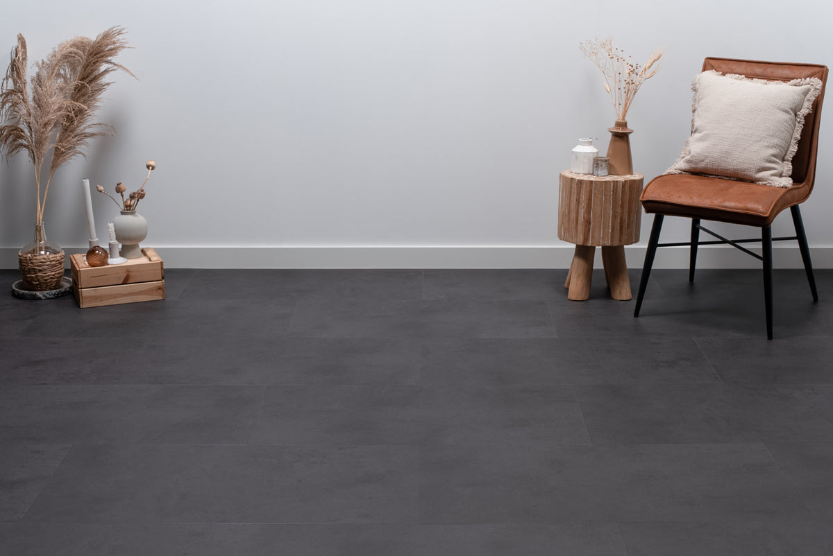 Tegel PVC - Betonlook Zwart