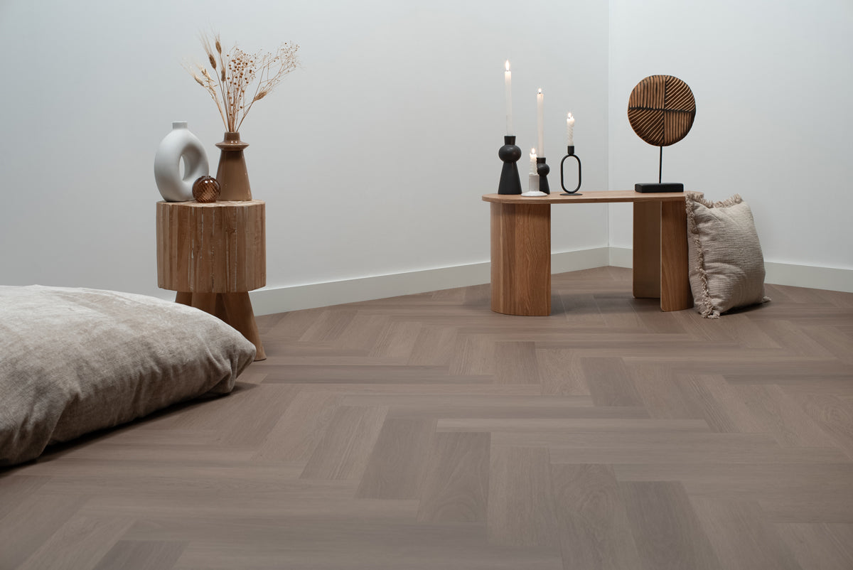 Visgraat PVC Greige Eiken